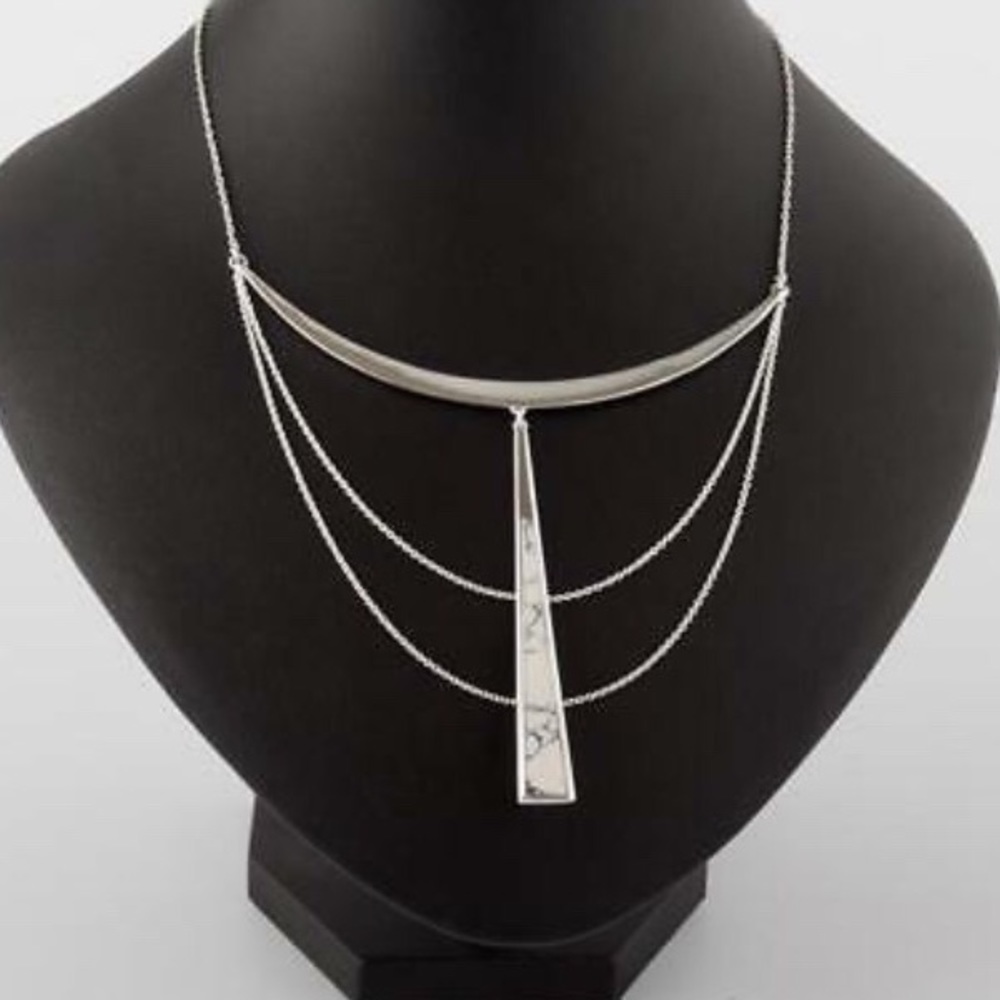 Stella & Dot | Reversible Silver + White Howlite Swag Necklace - Picture 7 of 8